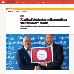 Klinika Svjetlost primila prestižan međunarodni status (Večernji list)