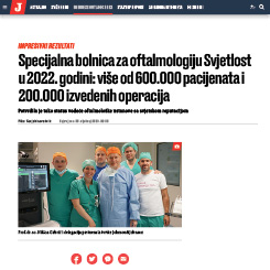 Klinika Svjetlost je potvrdila status vodeće oftalmološke ustanove sa svjetskom reputacijom (Jutarnji list)