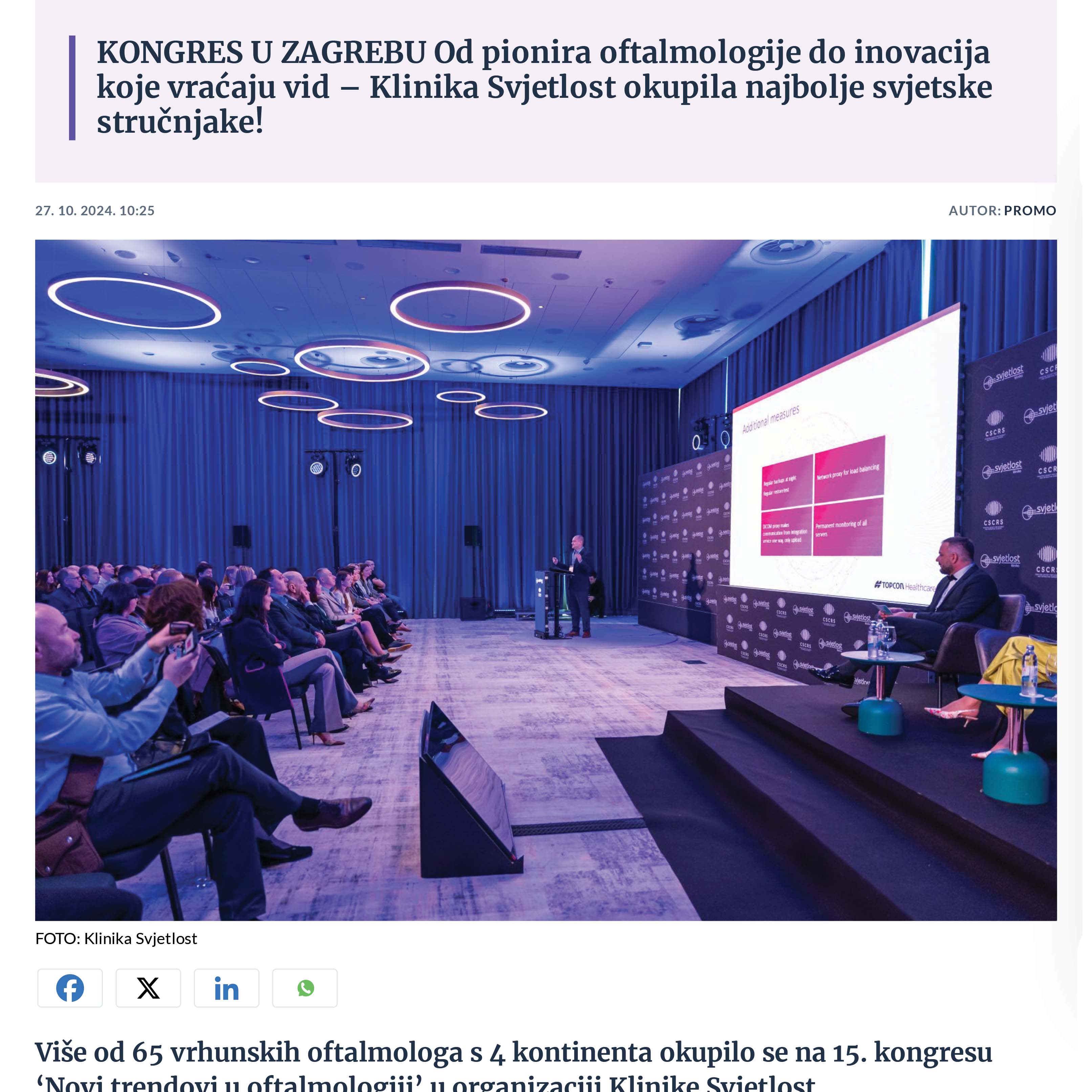 Klinika Svjetlost okupila najbolje svjetske stručnjake (Nacional)