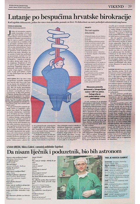 Da nisam liječnik bio bih astronom (Poslovni dnevnik, 2007.)
