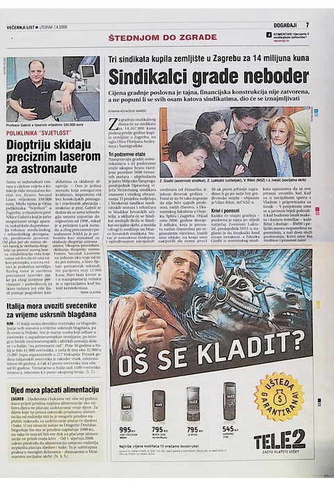 Dioptriju skidaju preciznim laserom za astronaute (Večernji list, 2009.)