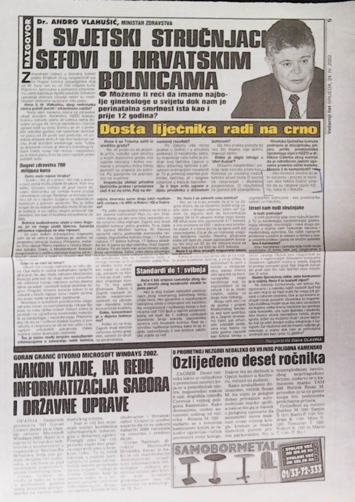 Dosta liječnika radi na crno (Večernji list, 2002.)