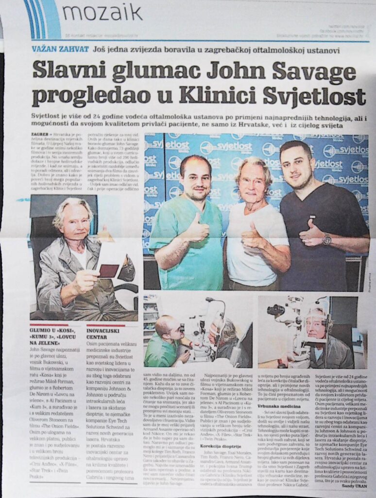John Savage progledao u Klinici Svjetlost (Novi list, 2022.)