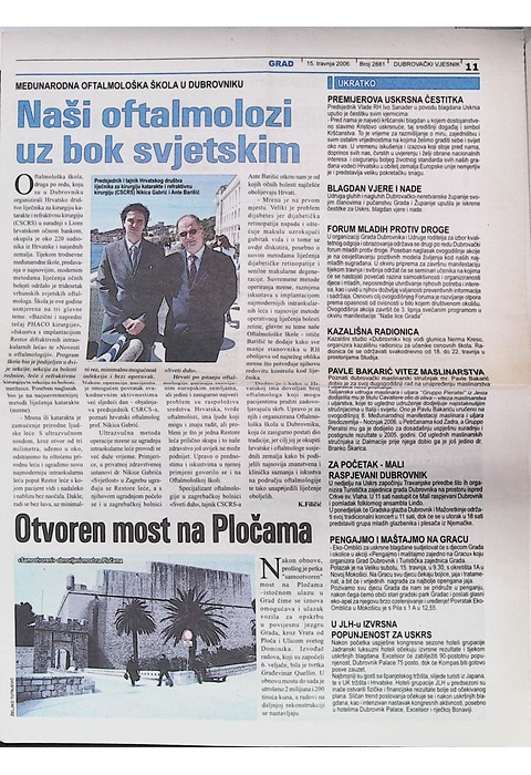 Međunarodno oftalmološka škola u Dubrovniku (Dubrovački vjesnik, 2006.)