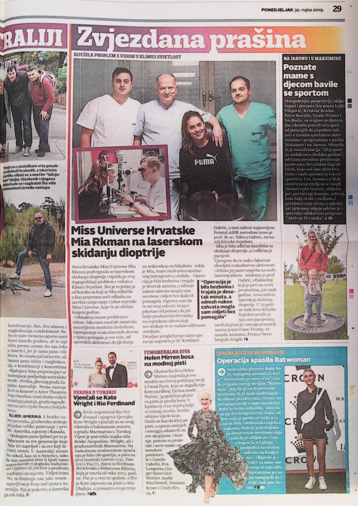 Mia Rkman na laserskom skidanju dioptrije (2019.)