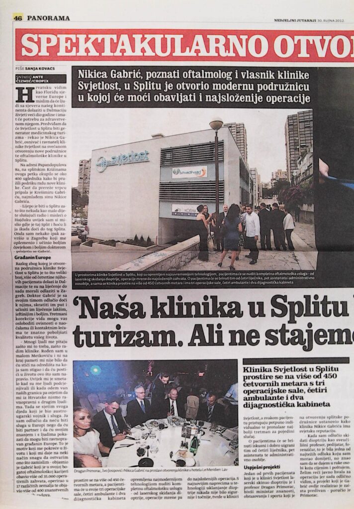 Klinika Svjetlost Split (Nedjeljni Jutarnji, 2012.)