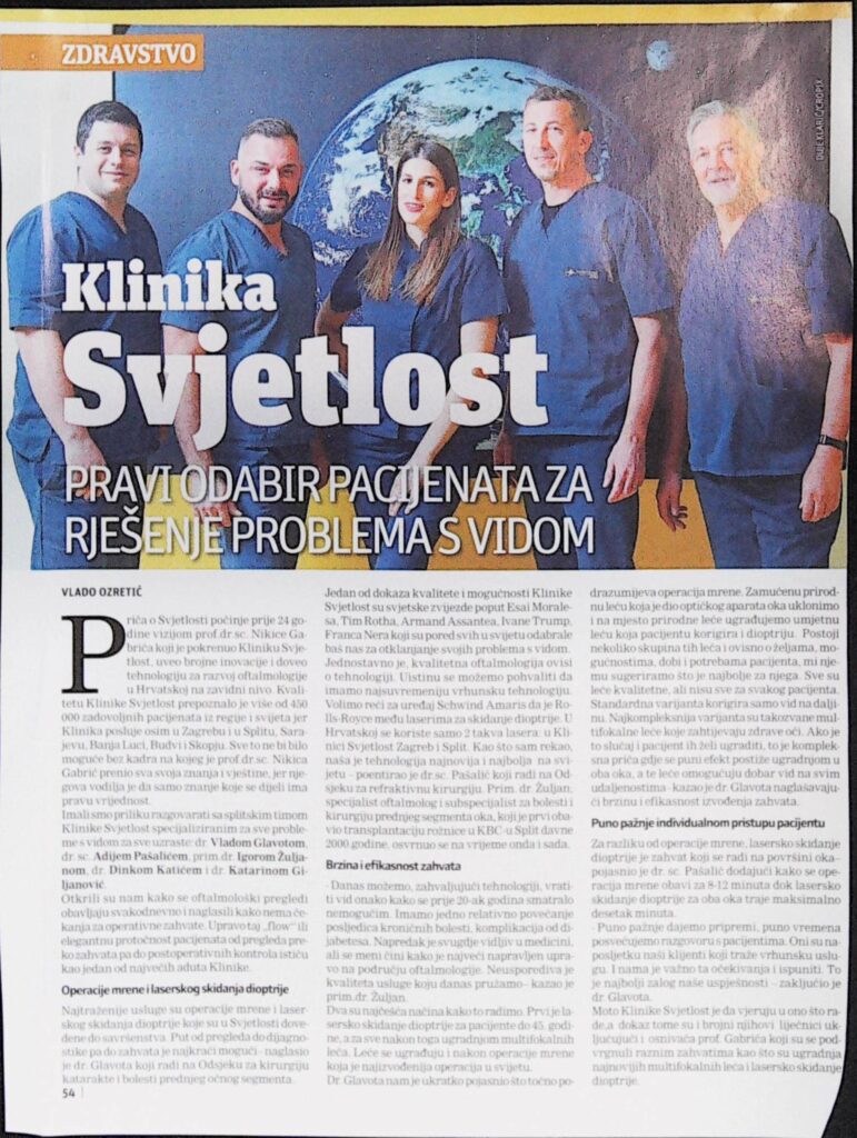 Pravi odabir pacijenata za rješenje problema s vidom (Slobodna Dalmacija)