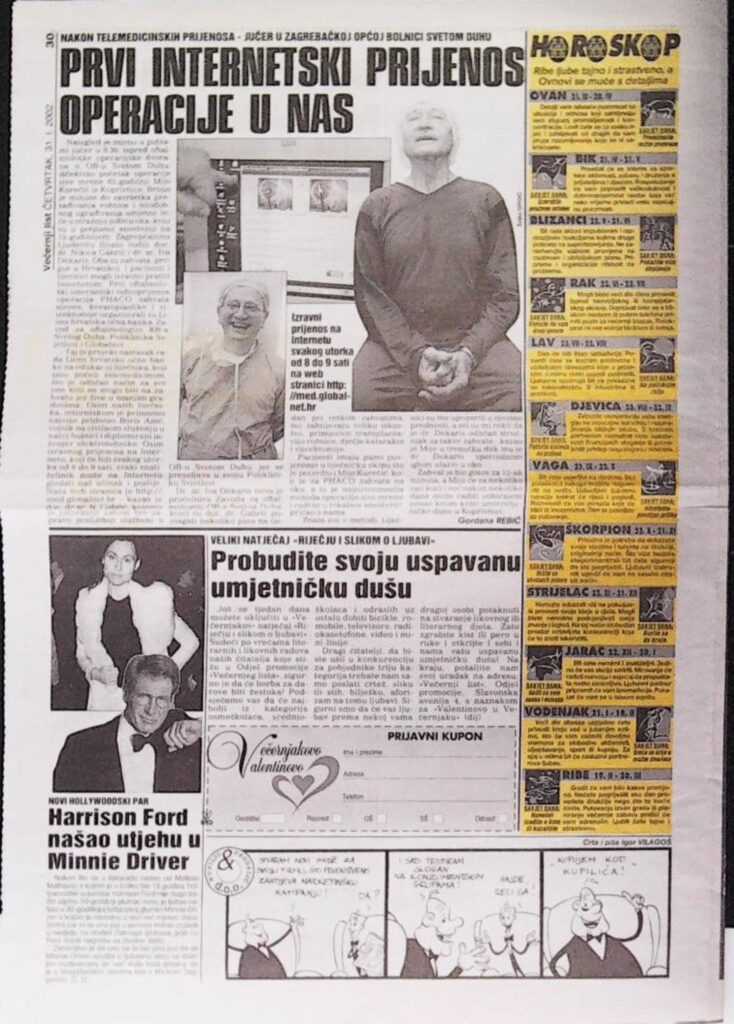 Prvi internetski prijenos operacije u Zagrebu