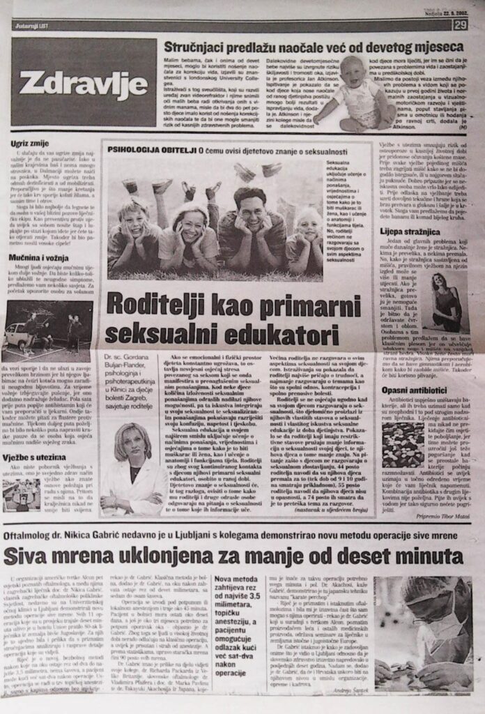 Siva mrena uklonjena za manje od 10 minuta (Jutarnji list, 2002.)