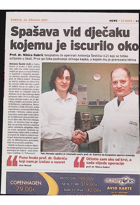 Spašava vid dječaku kojem je iscurilo oko (24 sata, 2007.)