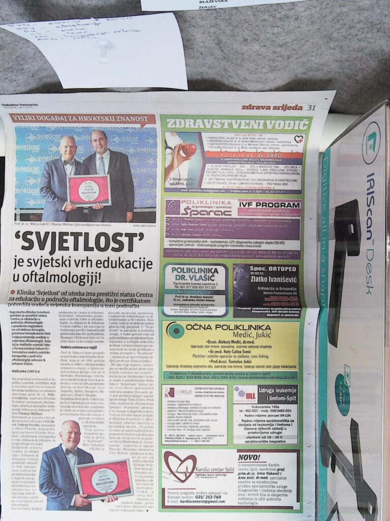 Svjetlost je svjetski vrh edukacije u oftalmologiji (Slobodna Dalmacija)