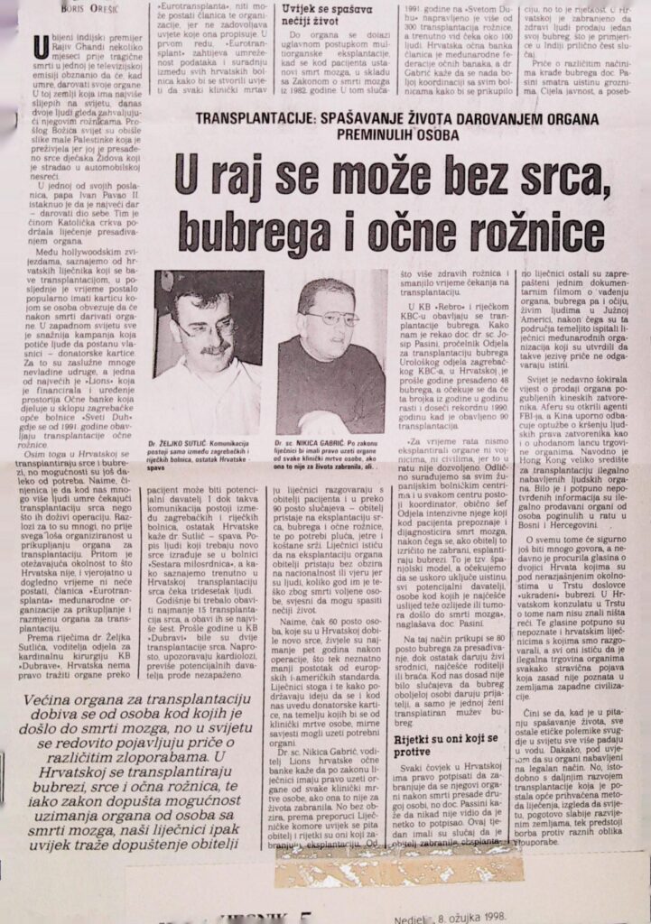 U raj se može bez srca, bubrega i očne rožnice