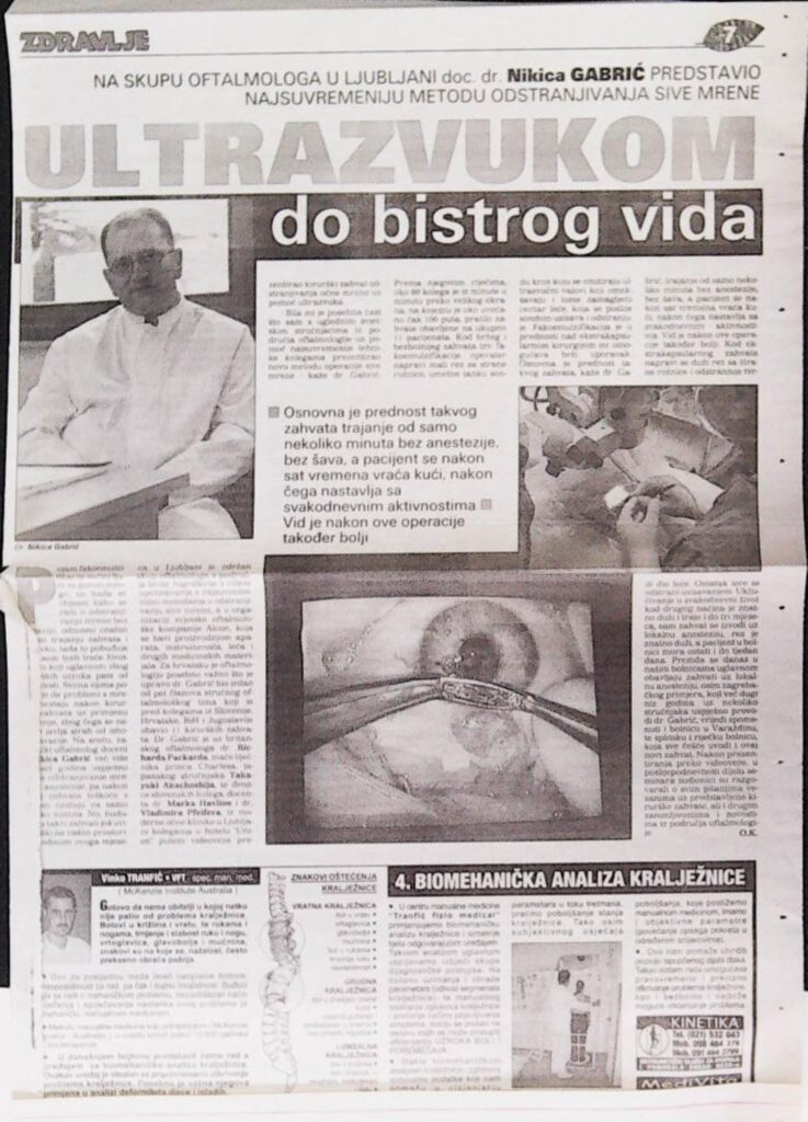 Ultrazvukom do bistrog vida (Slobodna Dalmacija)