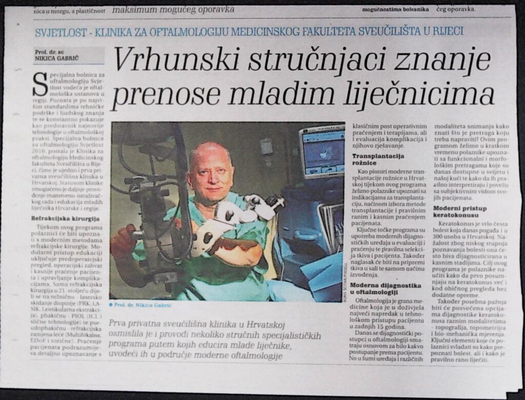 Vrhunski stručnjaci znanje prenose mladim liječnicima (Novi list)