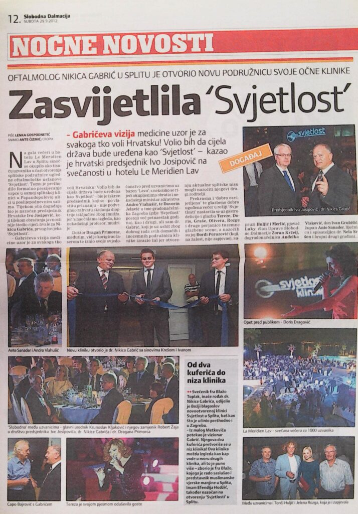Zasvijetlila Svjetlost (Slobodna Dalmacija, 2012.)