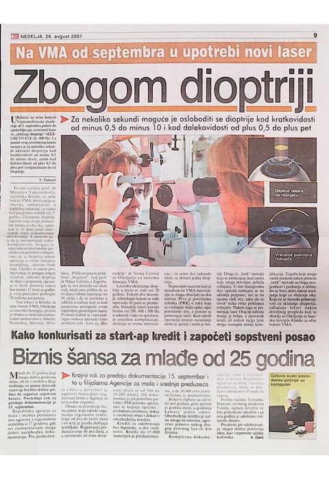 Zbogom dioptriji (Večernje novosti, 2007.)