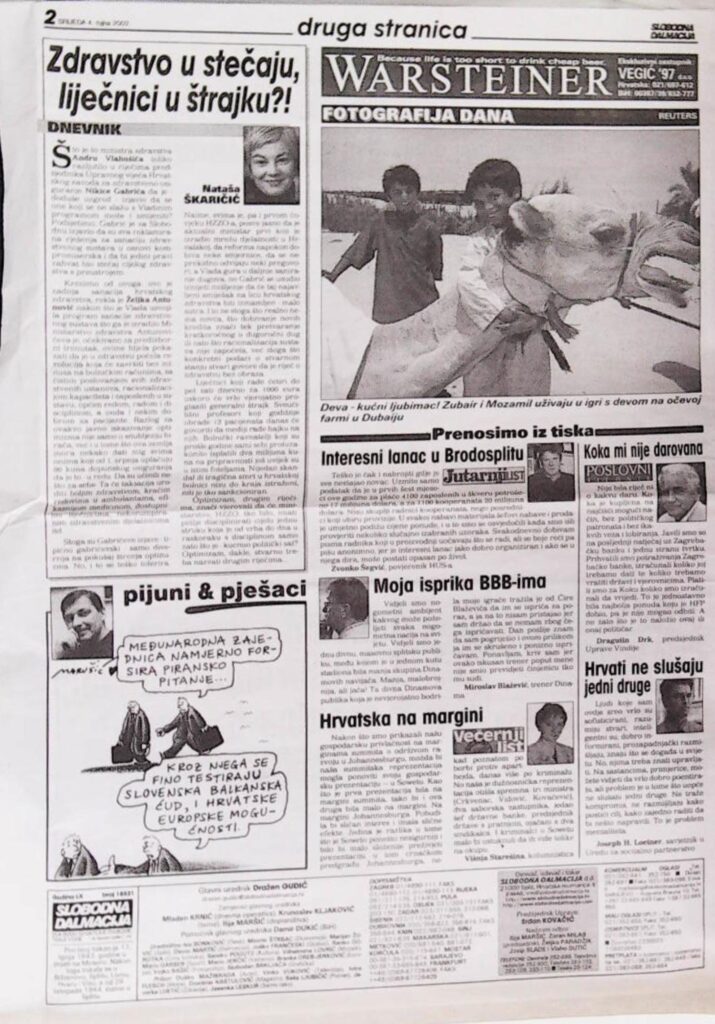Zdravstvo u stečaju, liječnici u štrajku (Slobodna Dalmacija, 2002.)