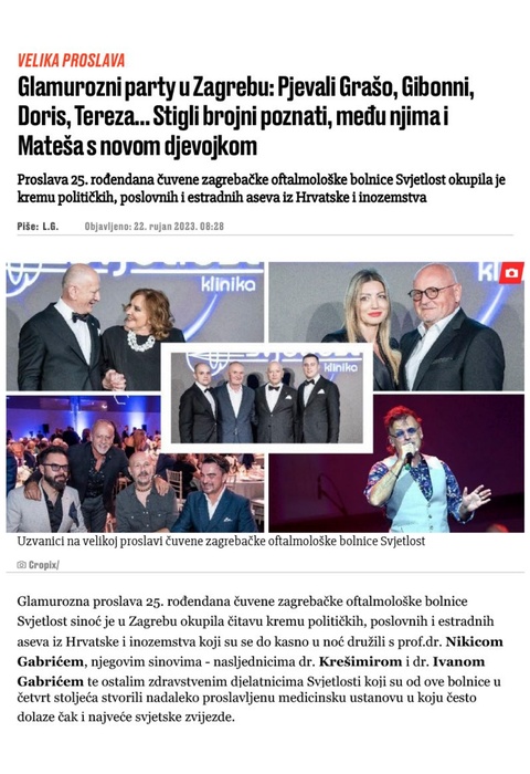 25 godina Klinike Svjetlost (Jutarnji list, 2023)