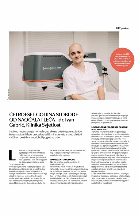 Četrdeset godina slobode od naočala i leća (Jutarnji list, 2024)